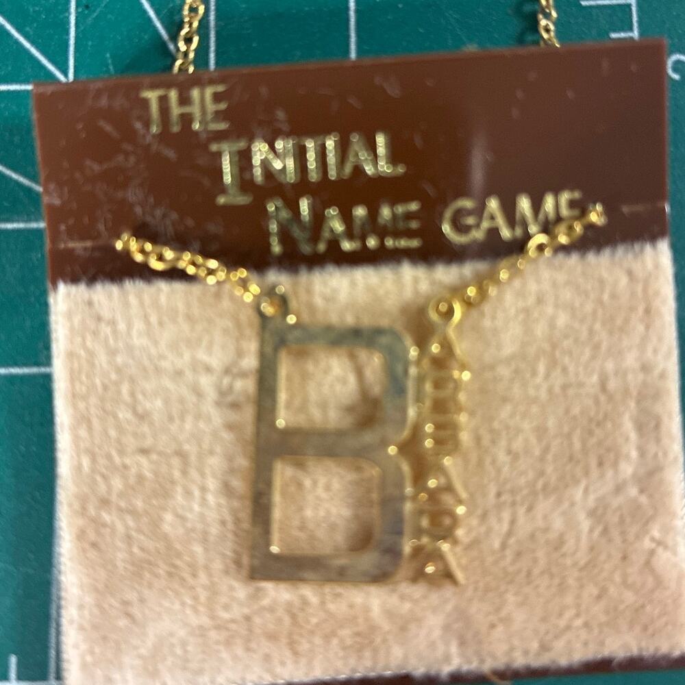 The Initial Name Game BARBARA vintage gold tone necklace